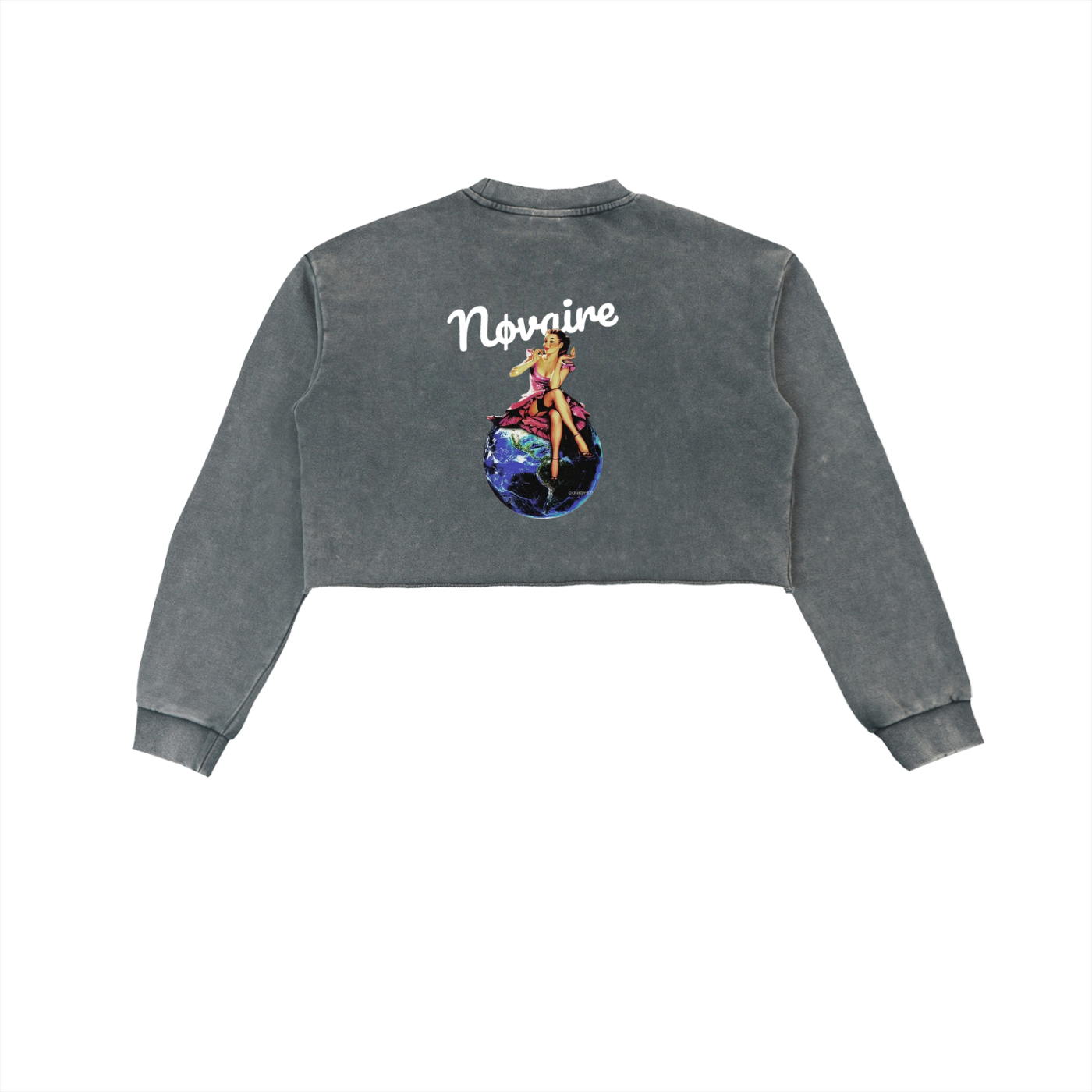 Snow Washed Raw Edge Cropped Sweatshirt