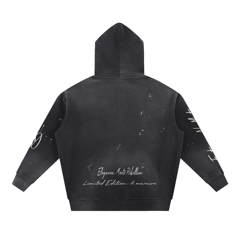 Vintage Washed Frayed Fleece Hoodie