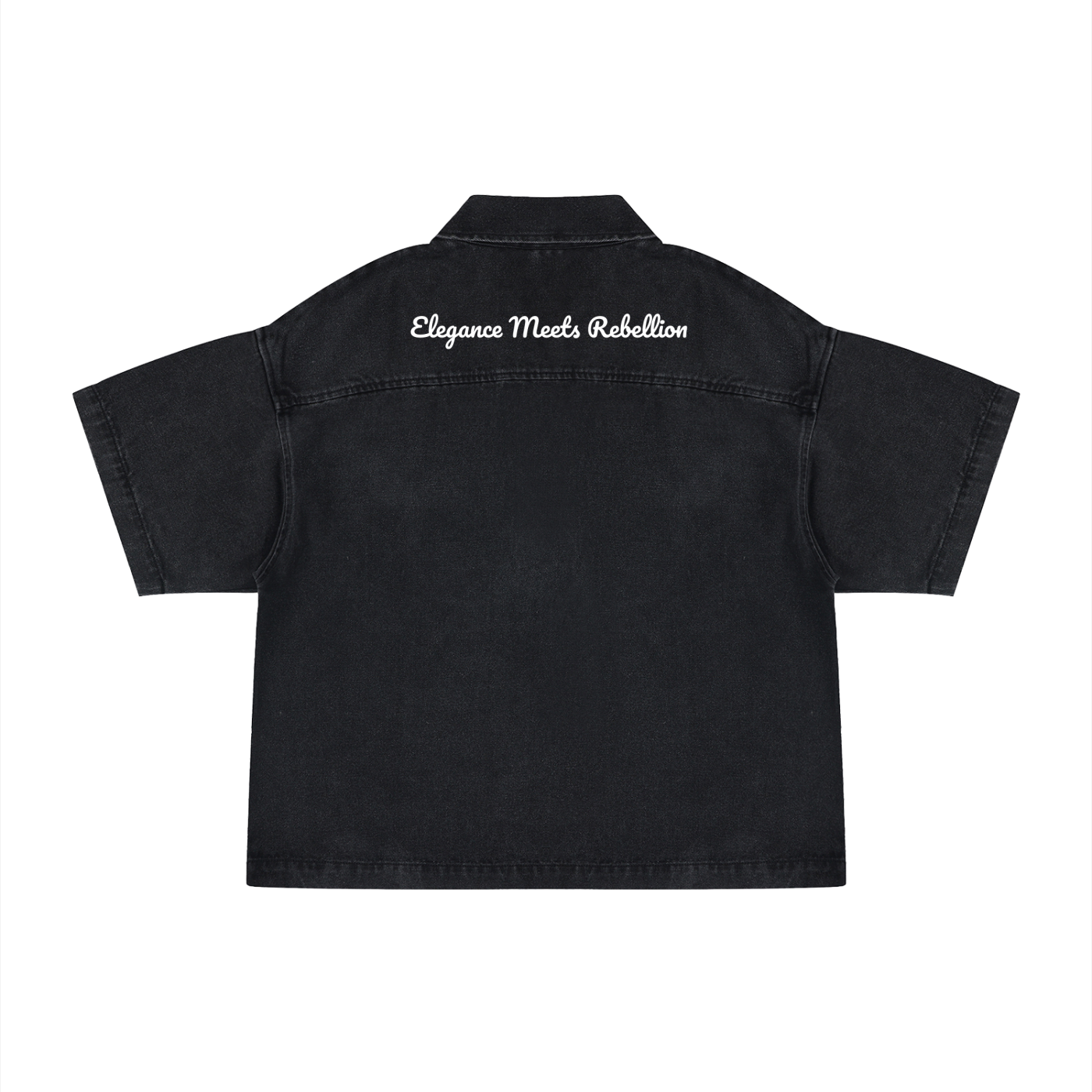 Unisex Vintage Wash Boxy Quarter-Zip Denim Shirt