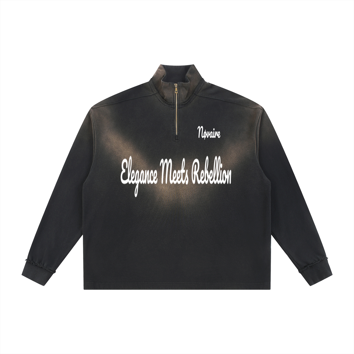 Sun Fade Raw Edge Quarter-Zip Sweatshirt