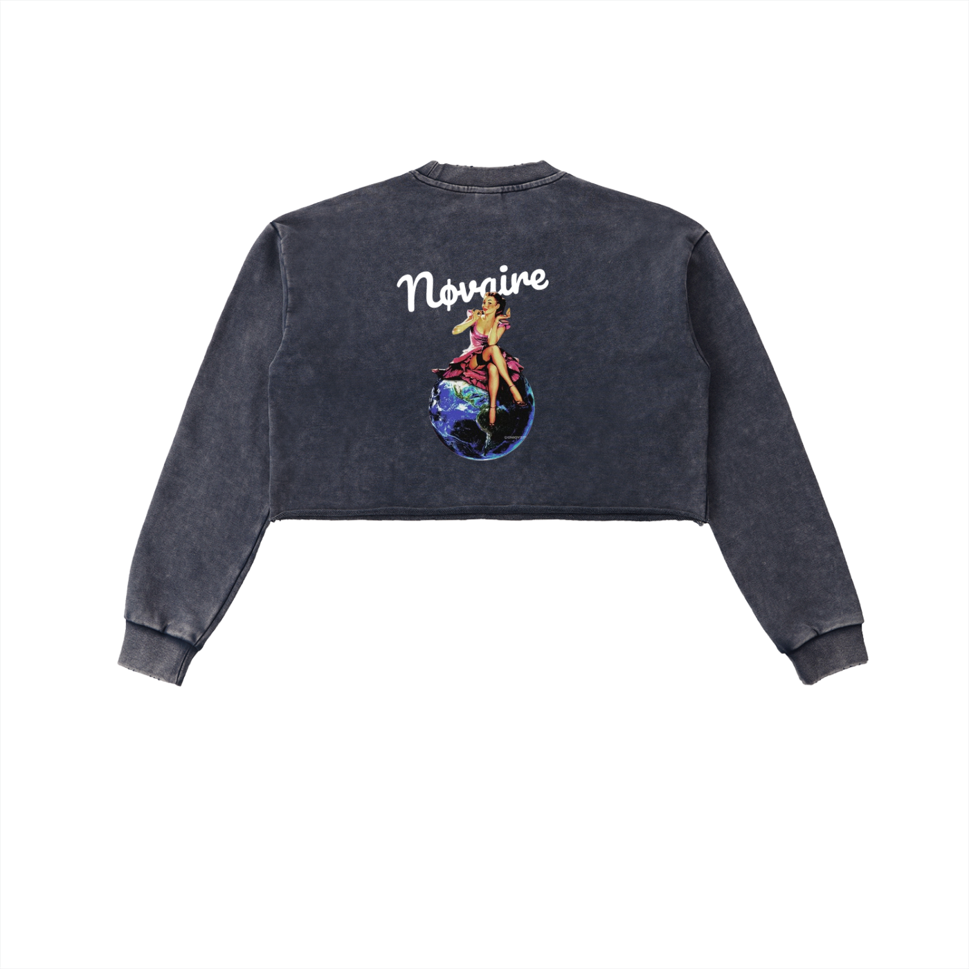 Snow Washed Raw Edge Cropped Sweatshirt