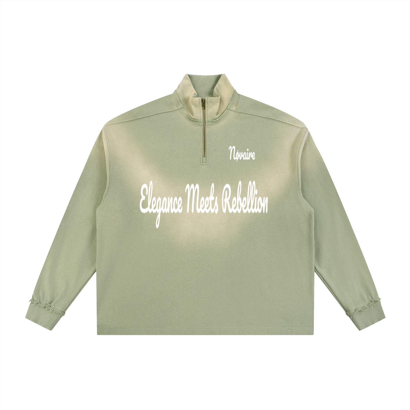 Sun Fade Raw Edge Quarter-Zip Sweatshirt