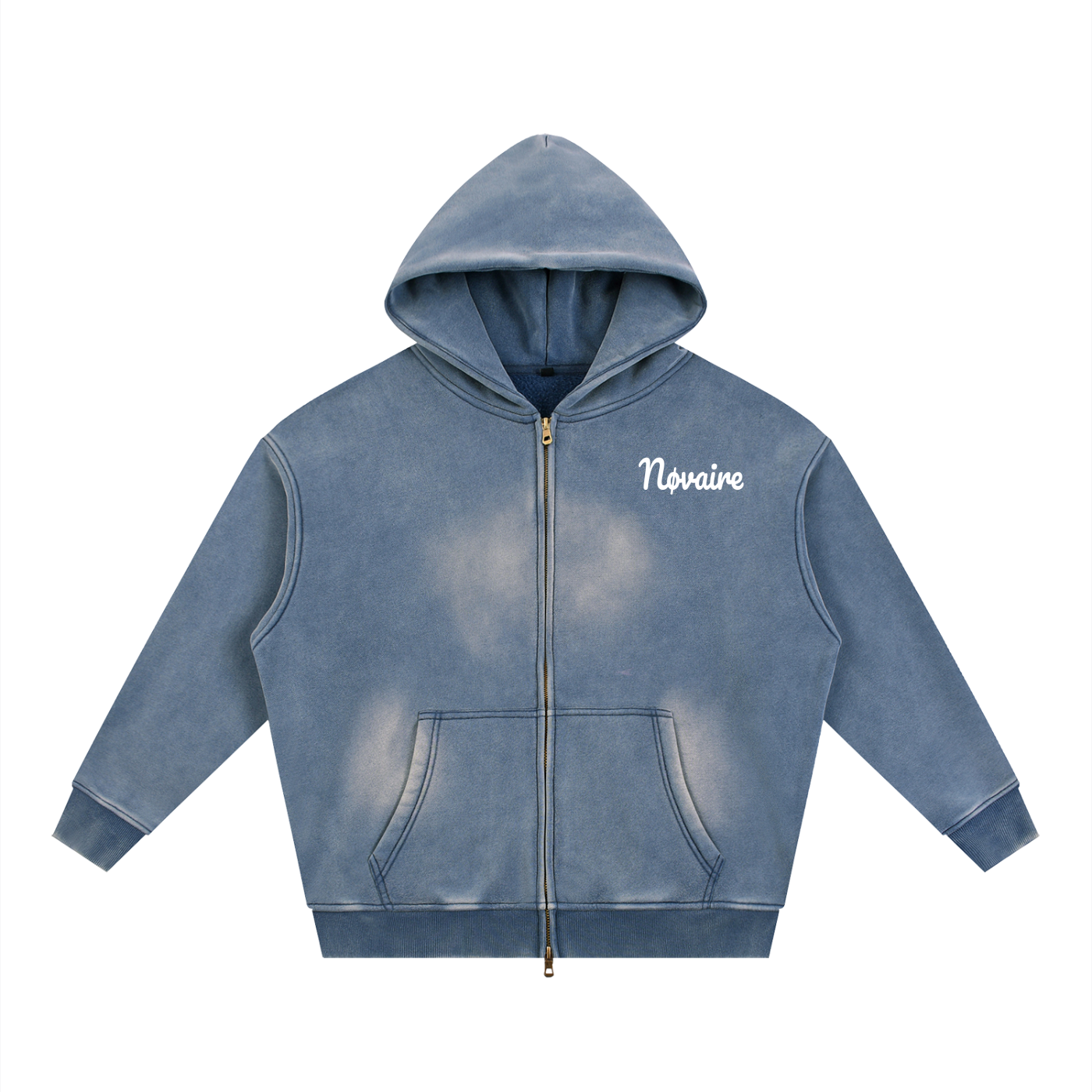 Sunfade Two-way Zipper Boxy Fleece Hoodie