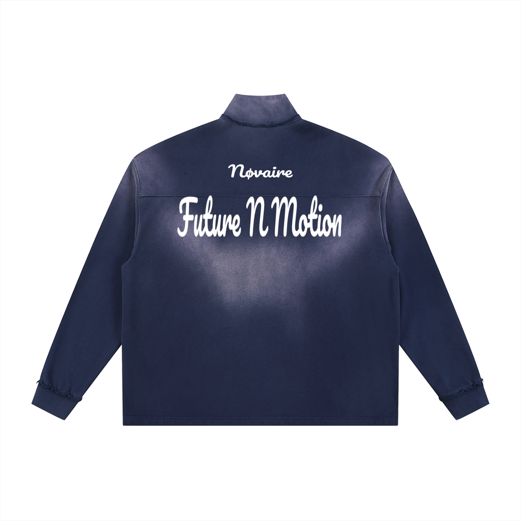 Sun Fade Raw Edge Quarter-Zip Sweatshirt