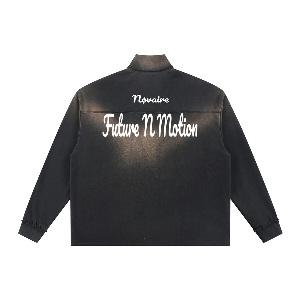 Sun Fade Raw Edge Quarter-Zip Sweatshirt