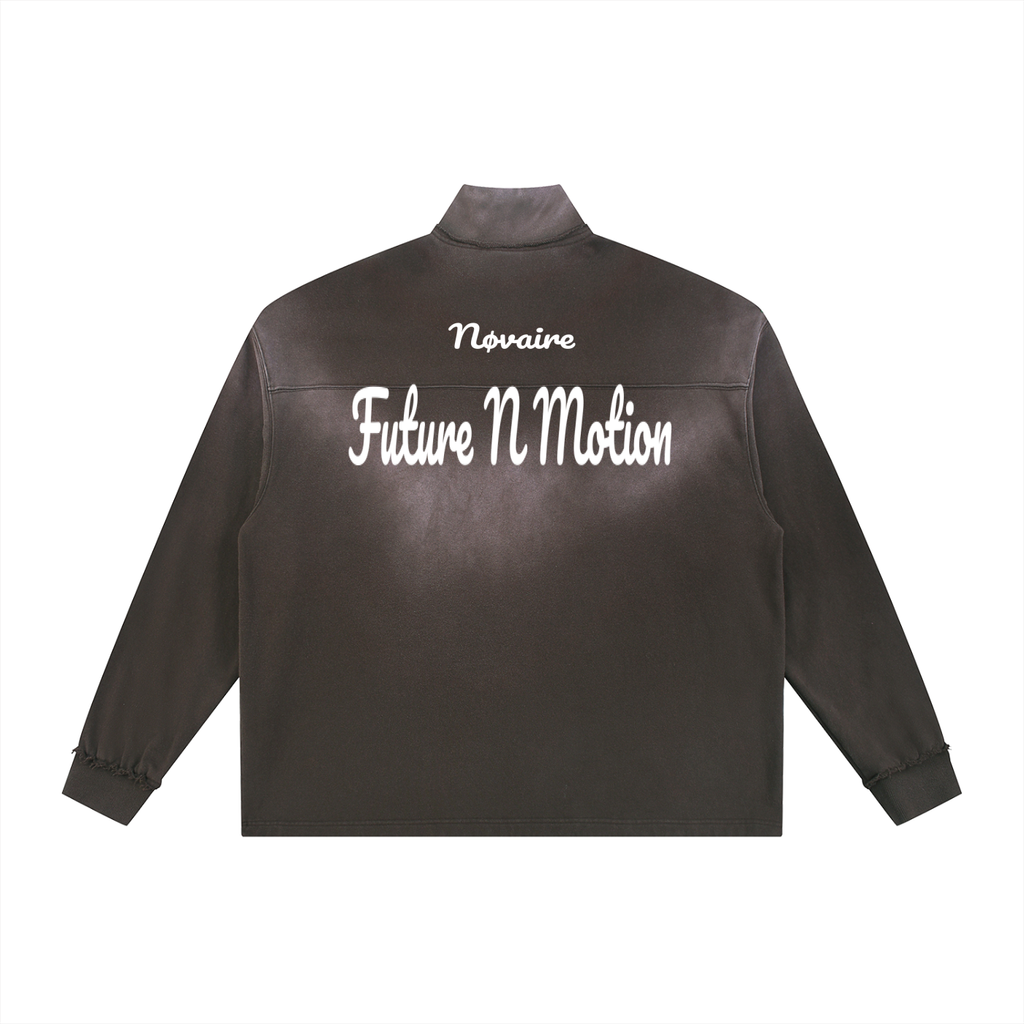 Sun Fade Raw Edge Quarter-Zip Sweatshirt