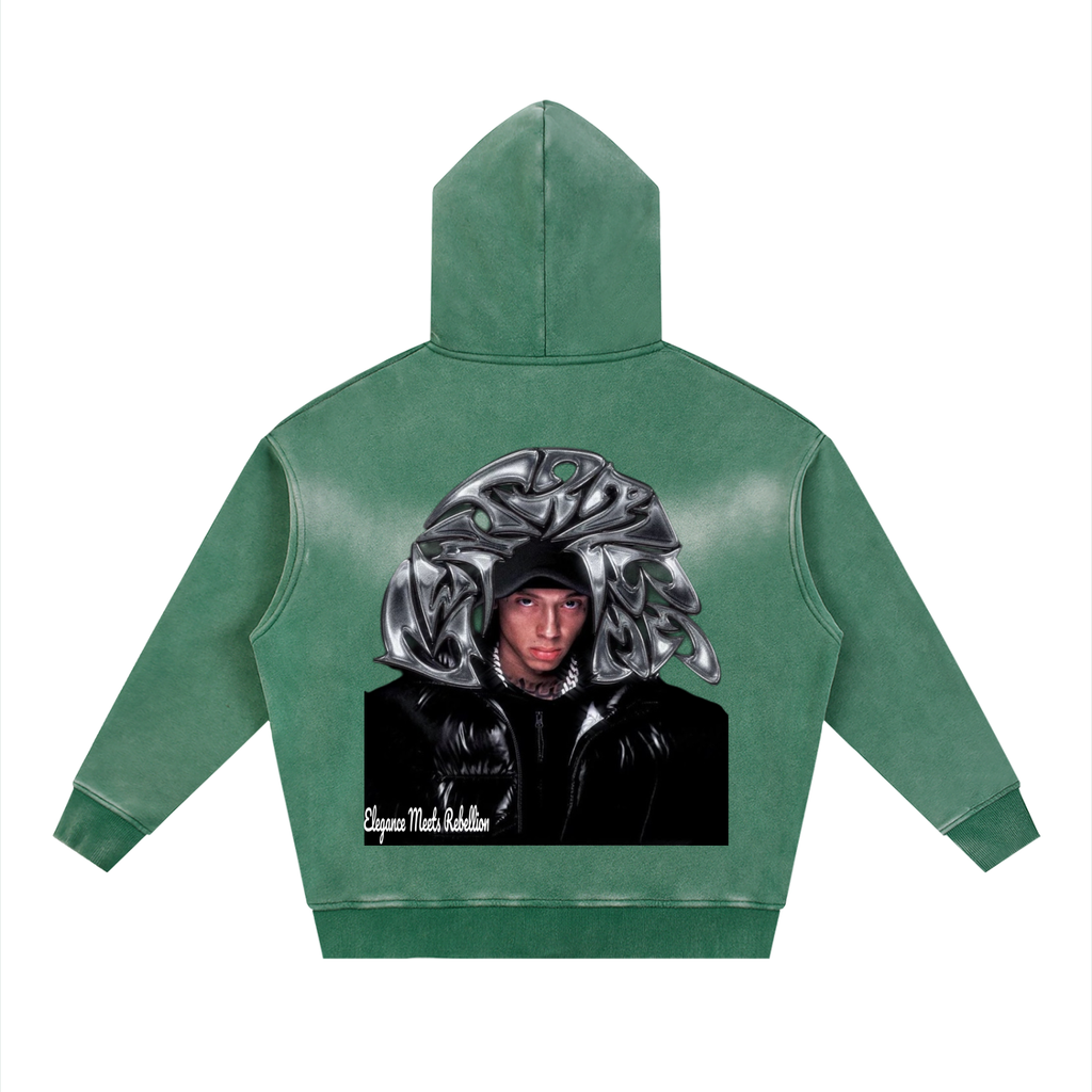 Sunfade Two-way Zipper Boxy Fleece Hoodie