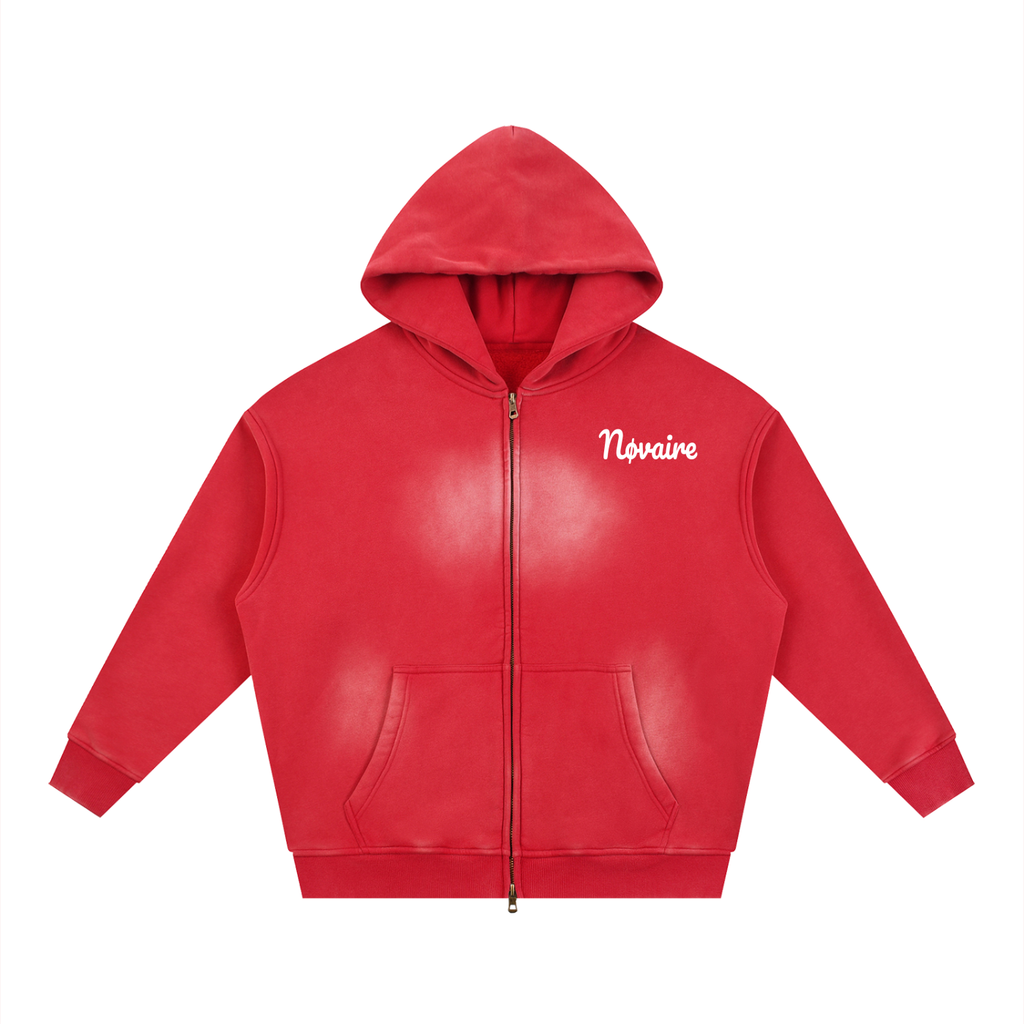 Sunfade Two-way Zipper Boxy Fleece Hoodie