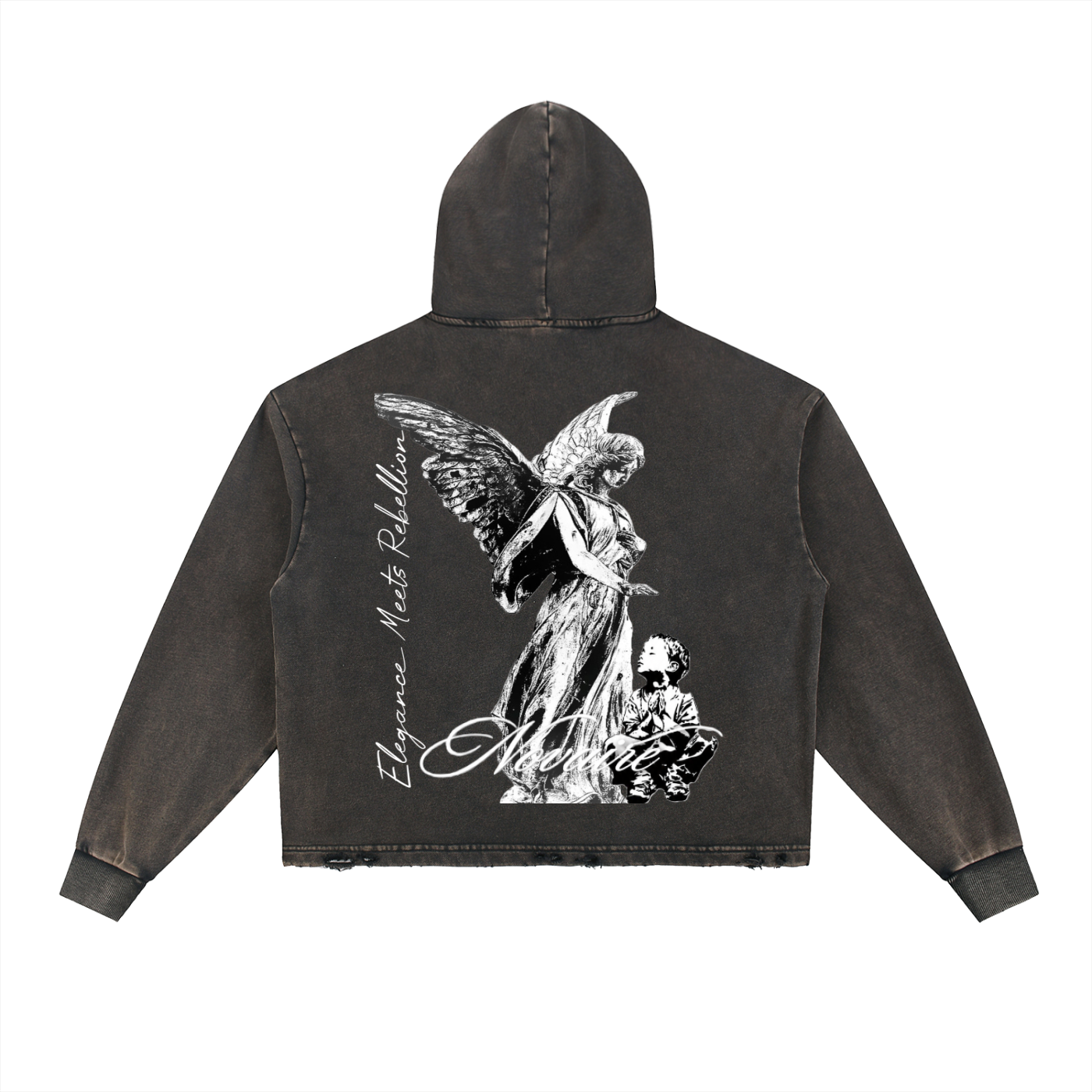 Vintage Washed Frayed-Hem Hoodie