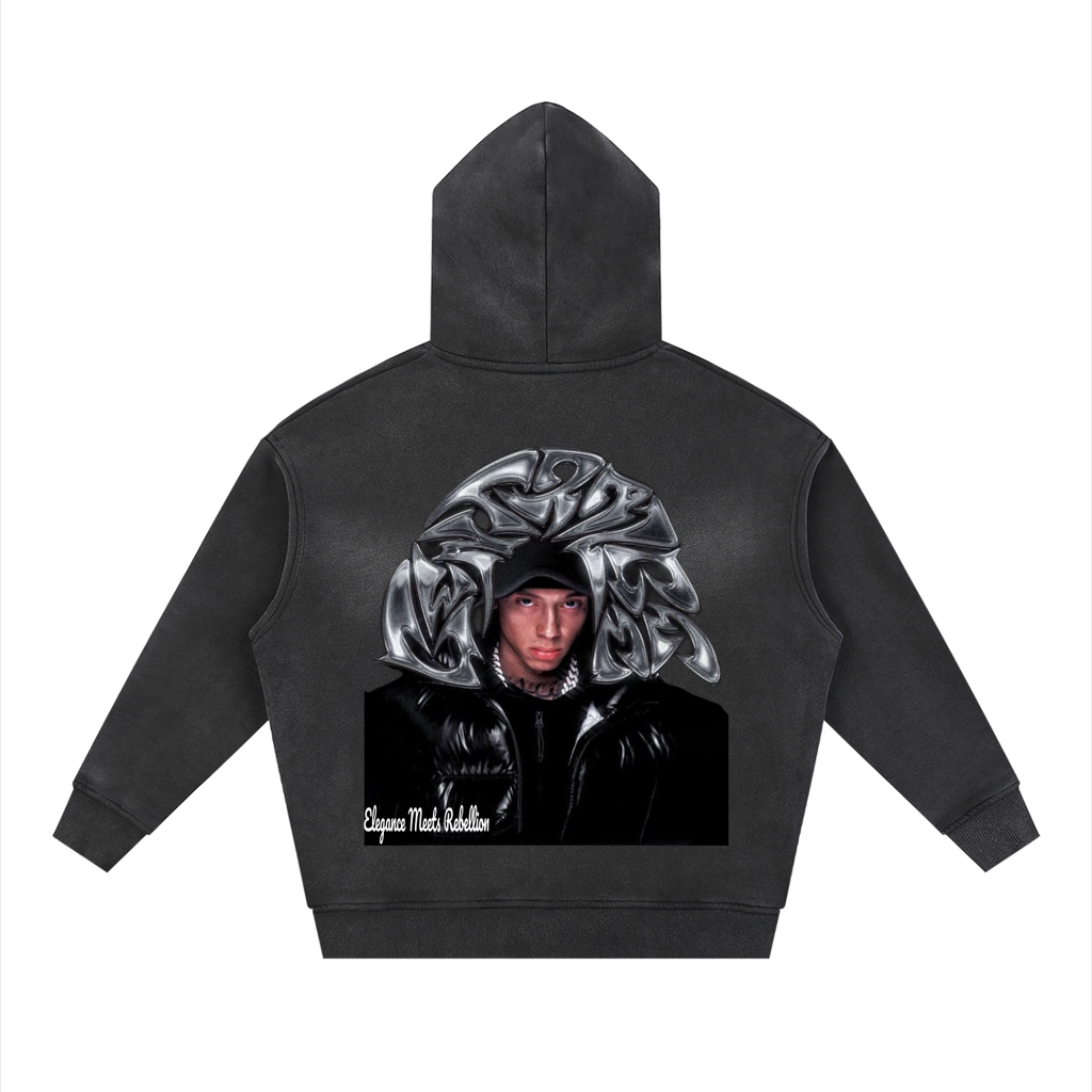 Sunfade Two-way Zipper Boxy Fleece Hoodie