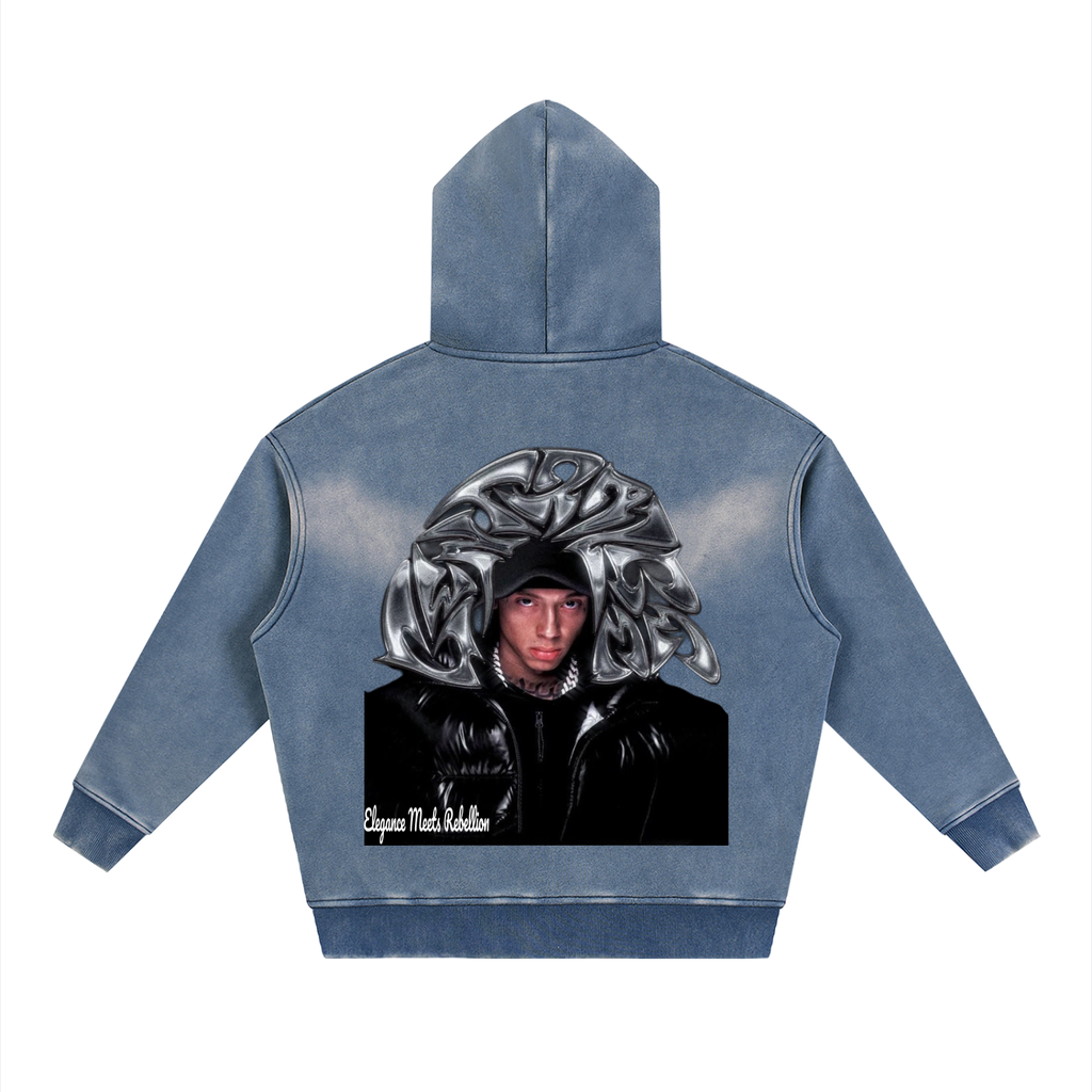 Sunfade Two-way Zipper Boxy Fleece Hoodie