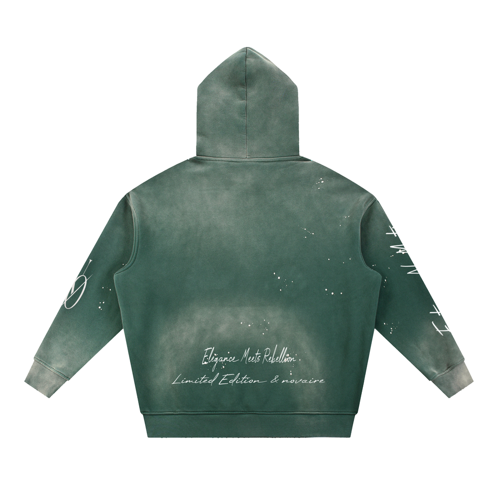 Vintage Washed Frayed Fleece Hoodie