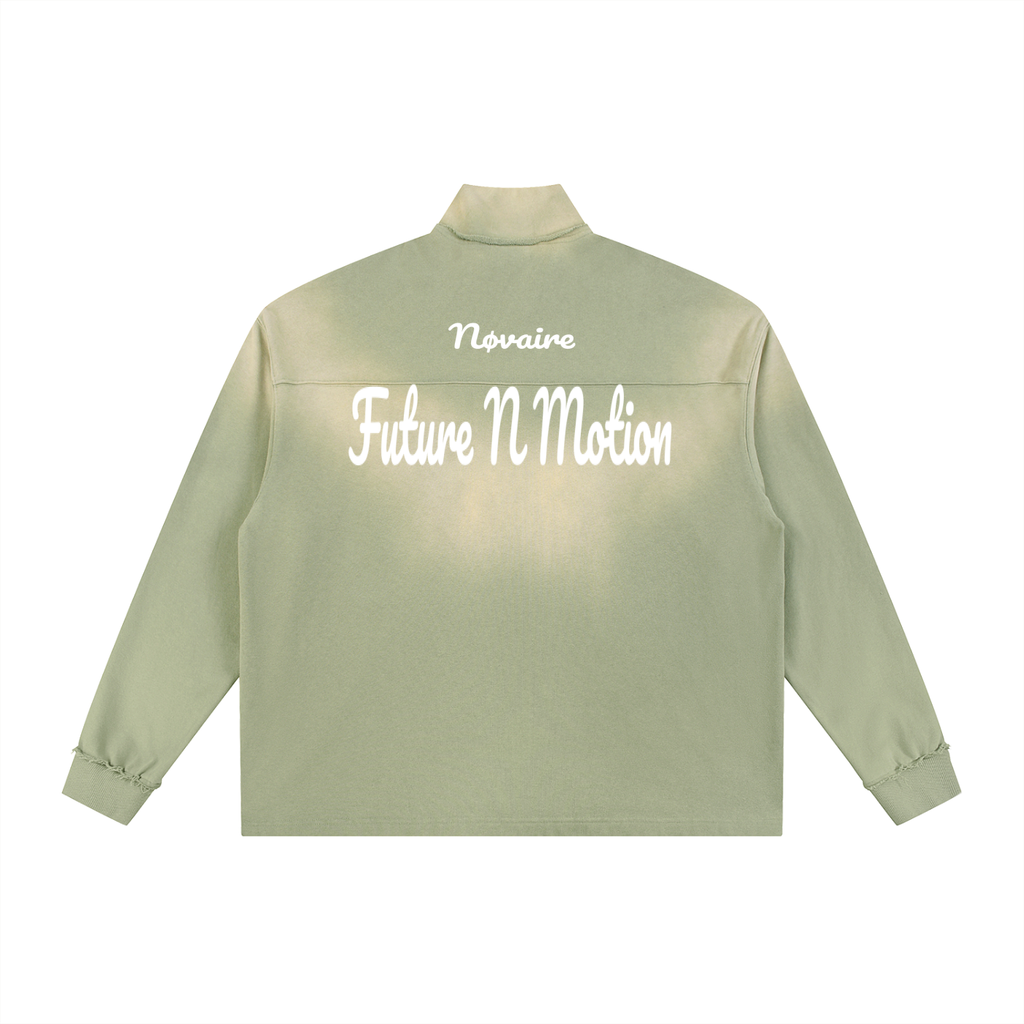 Sun Fade Raw Edge Quarter-Zip Sweatshirt