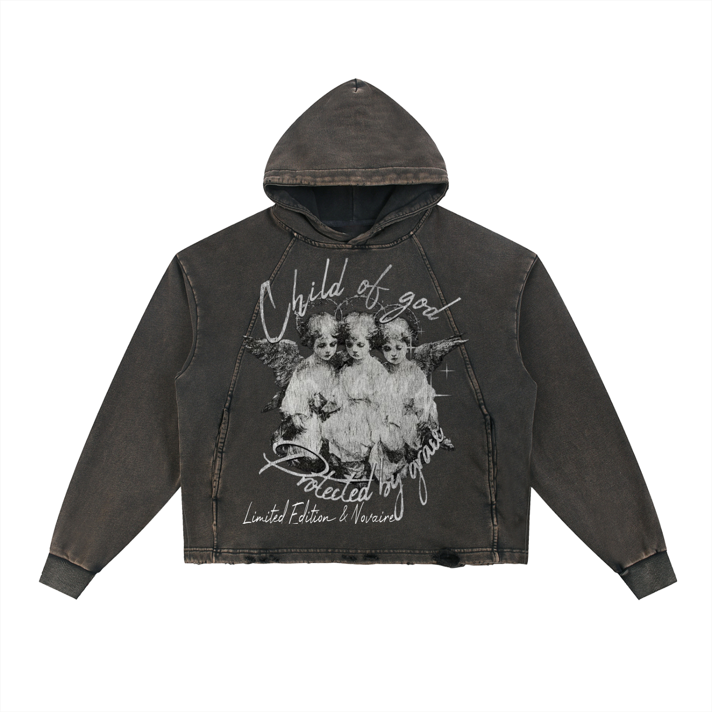 Vintage Washed Frayed-Hem Hoodie
