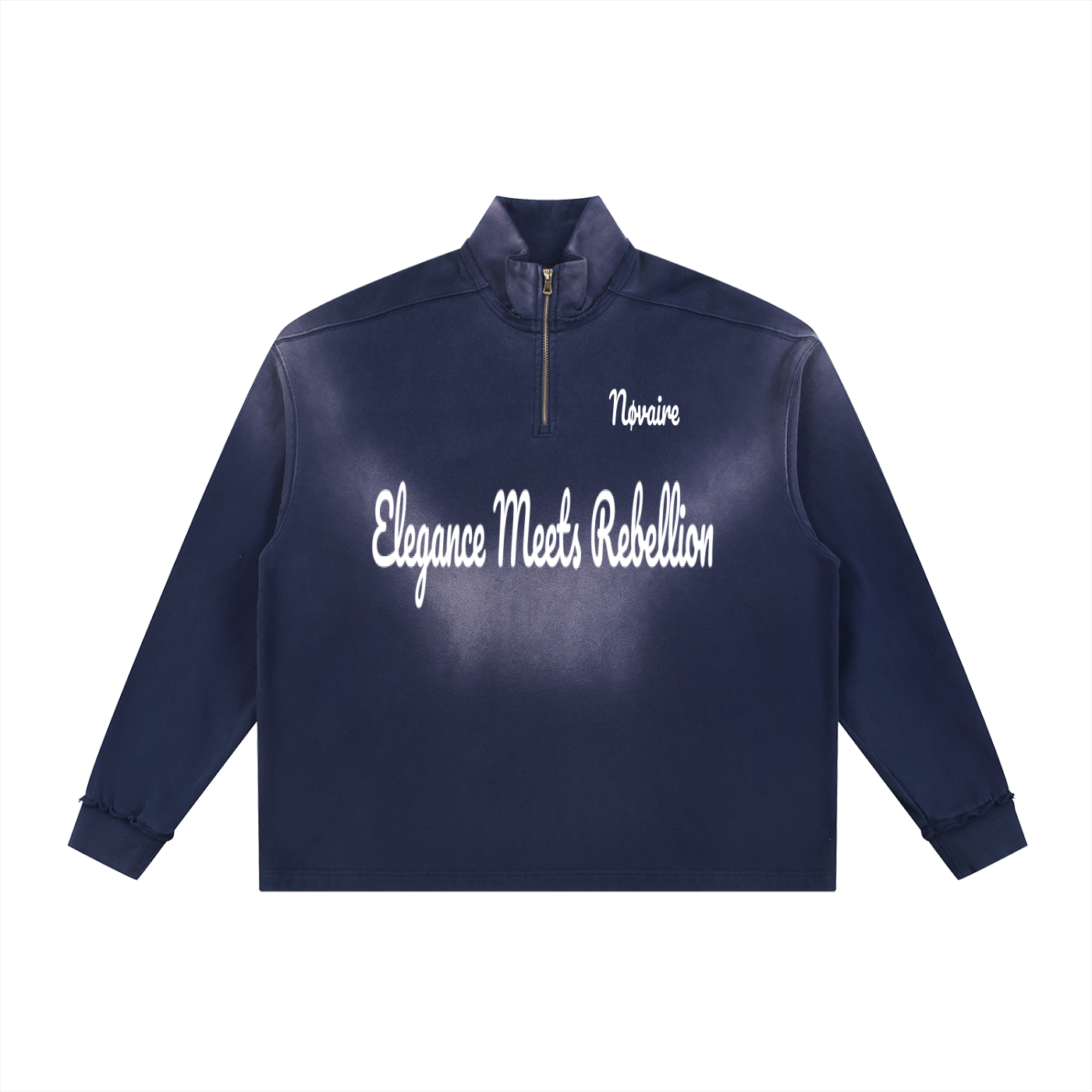 Sun Fade Raw Edge Quarter-Zip Sweatshirt